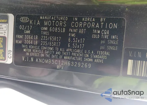 2017 Kia Sedona Lx from USA, damaged, VIN KNDMB5C12H6329269